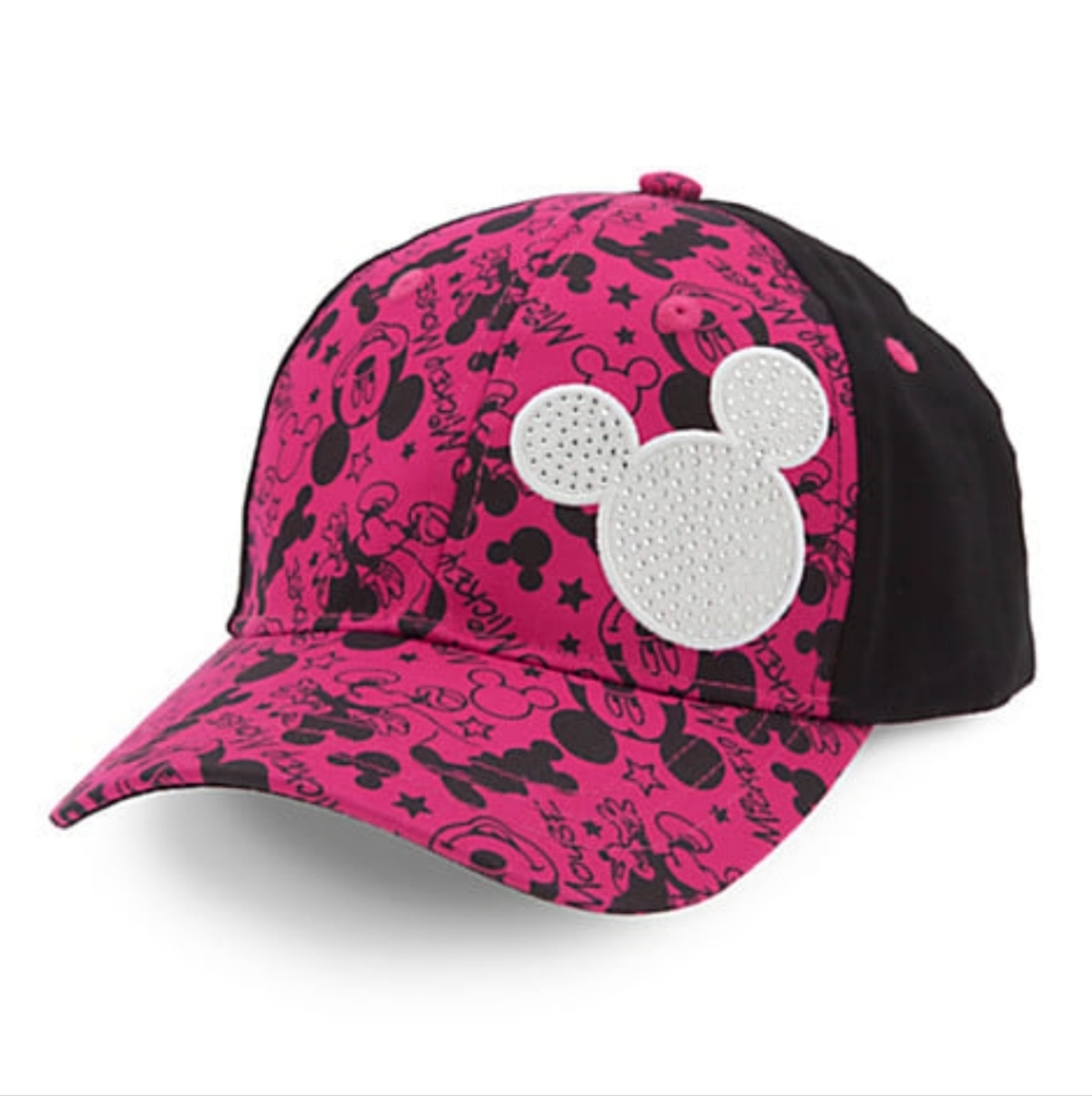 Disney Parks Youth Pink and Black Mickey Mouse Baseball Hat